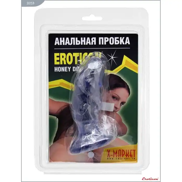 Синяя анальная пробка-фаллос - 13 см. Фотография 4.