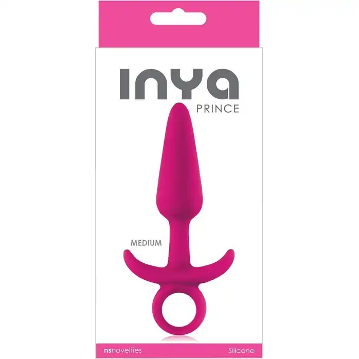 Ярко-розовая анальная пробка с держателем INYA Prince Medium - 13 см - INYA. Фотография 2.