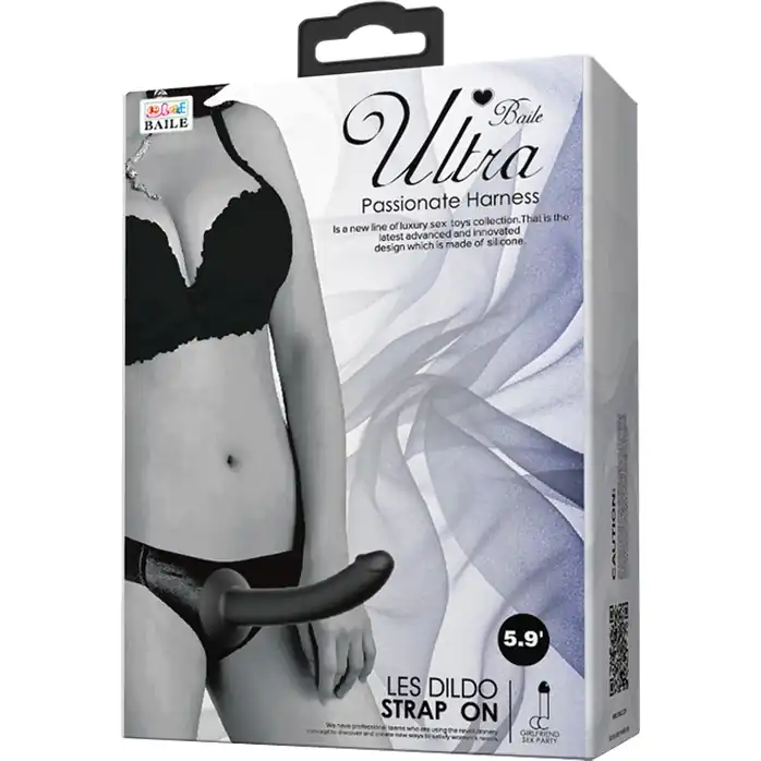 Страпон на эластичных ремнях Ultra Harness Les Dildo - 15 см. Фотография 6.