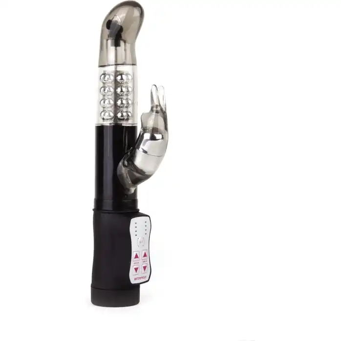 Чёрный перезаряжаемый вибратор Rechargeable Rabbit - 22 см - Shots Toys