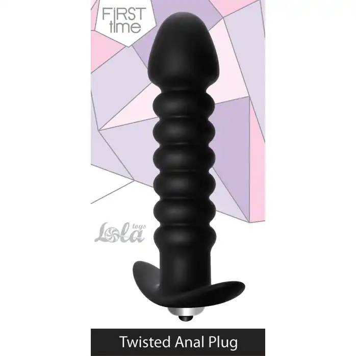 Чёрная анальная пробка с вибрацией Twisted Anal Plug - 13 см - First Time. Фотография 3.