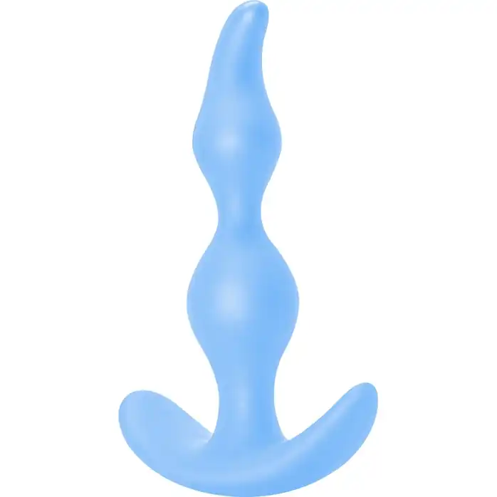 Голубая анальная пробка Bent Anal Plug Black - 13 см - First Time. Фотография 2.