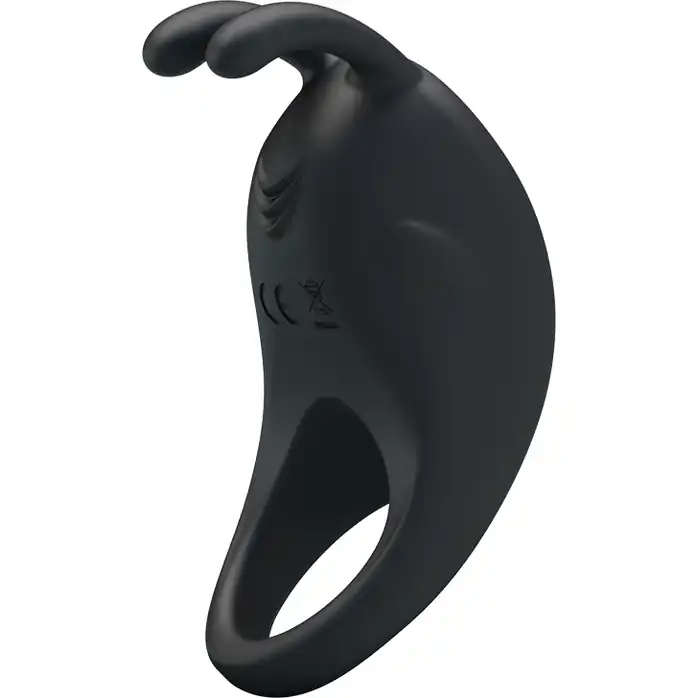 Чёрное эрекционное кольцо с вибрацией Rabbit Vibrator - Pretty Love. Фотография 3.