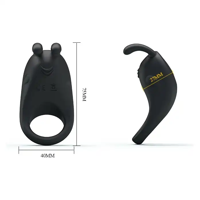 Чёрное эрекционное кольцо с вибрацией Rabbit Vibrator - Pretty Love. Фотография 5.