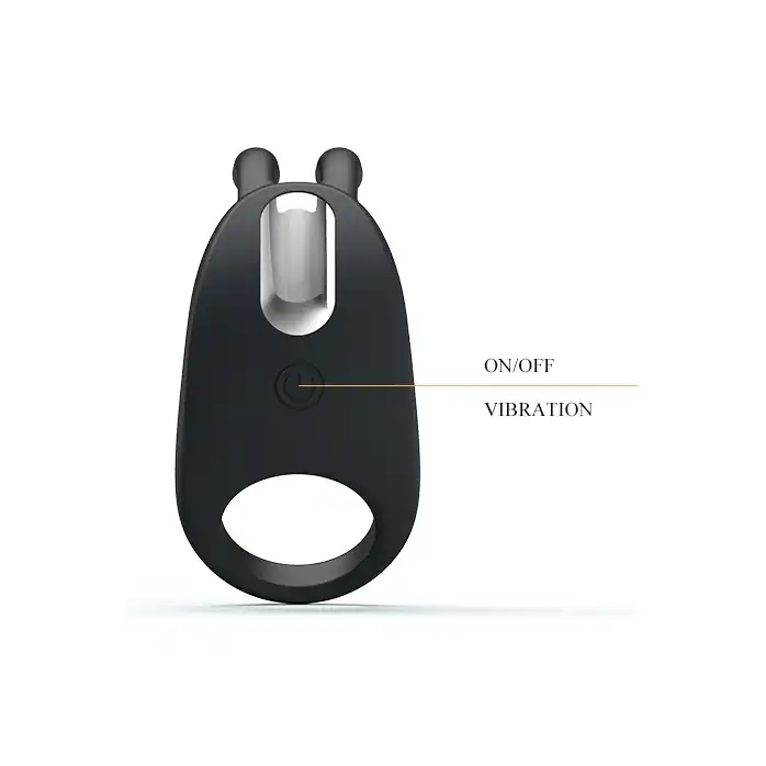 Чёрное эрекционное кольцо с вибрацией Rabbit Vibrator - Pretty Love. Фотография 6.