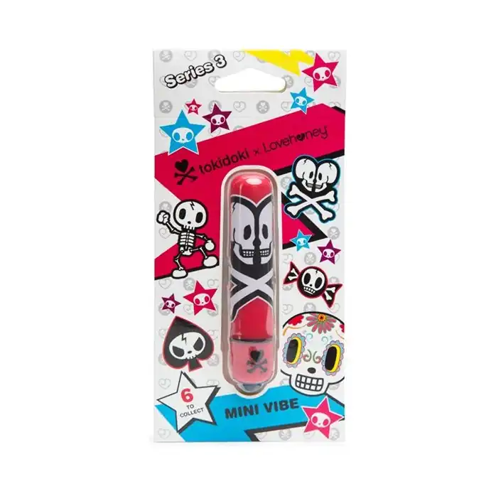 Красная вибропуля с 2 черепами MINI BULLET VIBRATOR DEATH DO US. Фотография 3.