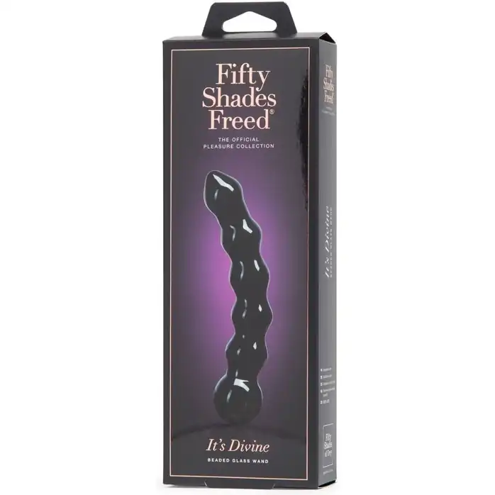 Чёрный стеклянный стимулятор It s Divine Black Glass Beaded Dildo - 20,3 см - Fifty Shades Freed. Фотография 4.