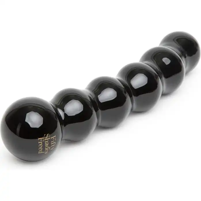Чёрный стеклянный стимулятор It s Divine Black Glass Beaded Dildo - 20,3 см - Fifty Shades Freed