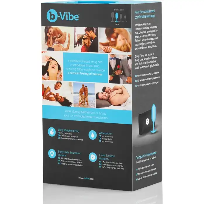 Голубая пробка для ношения B-vibe Snug Plug 3 - 12,7 см. Фотография 7.