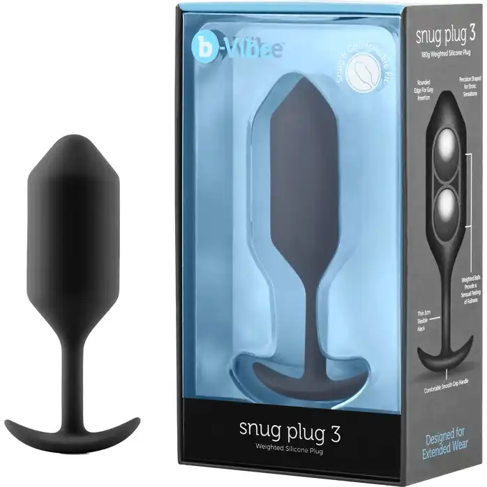 Чёрная пробка для ношения B-vibe Snug Plug 3 - 12,7 см