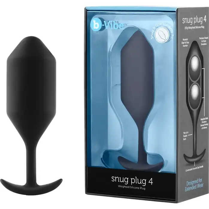 Чёрная пробка для ношения B-vibe Snug Plug 4 - 14 см