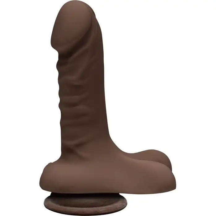 Коричневый фаллоимитатор с мошонкой на присоске The D Super D 6 Chocolate - 16,5 см - The D