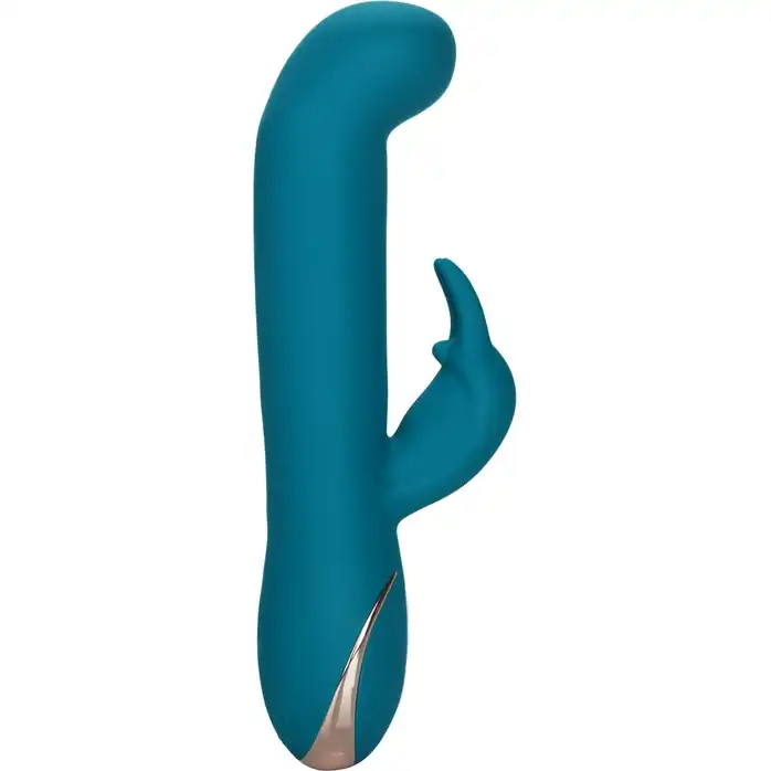 Бирюзовый вибратор с изогнутой головкой Jack Rabbit Signature Silicone Rocking G Rabbit - 20 см - Jack Rabbits. Фотография 3.