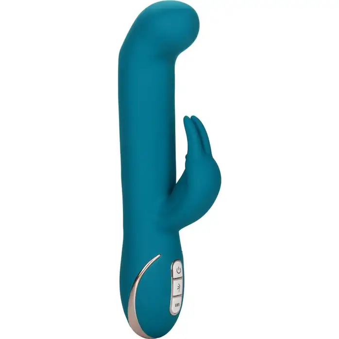 Бирюзовый вибратор с изогнутой головкой Jack Rabbit Signature Silicone Rocking G Rabbit - 20 см - Jack Rabbits