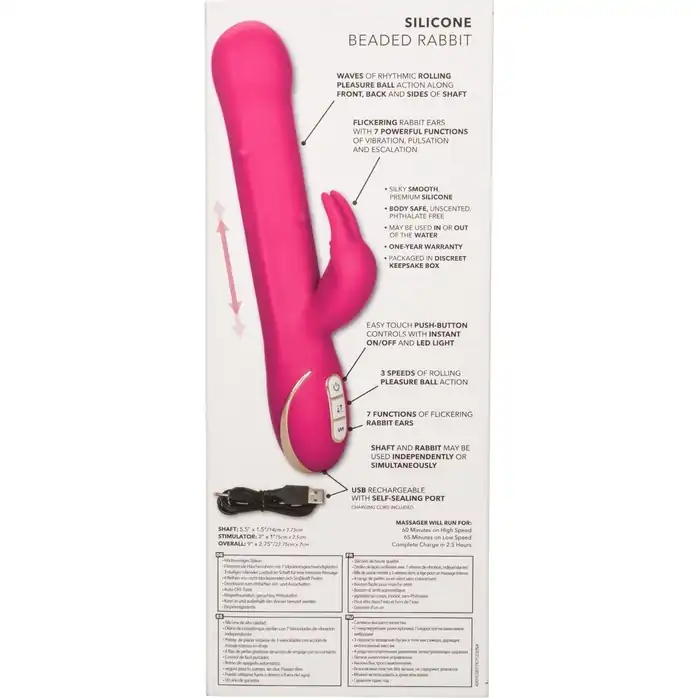 Ярко-розовый вибратор Jack Rabbit Signature Silicone Beaded Rabbit - 23 см - Jack Rabbits. Фотография 9.