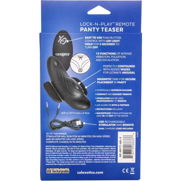 Чёрный вибростимулятор для ношения в трусиках Lock-N-Play Remote Panty Teaser. Фотография 9.