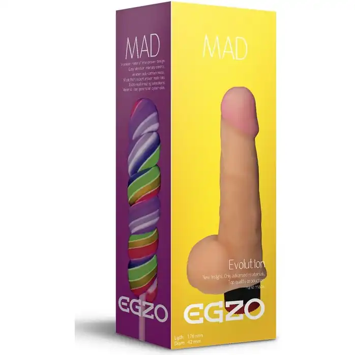 Телесный реалистичный мультискоростной вибратор Mad Lollipop - 17,6 см