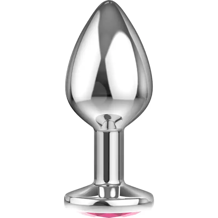 Большая серебристая анальная пробка Sparkle Large с розовым кристаллом - 8 см - Diamond. Фотография 2.