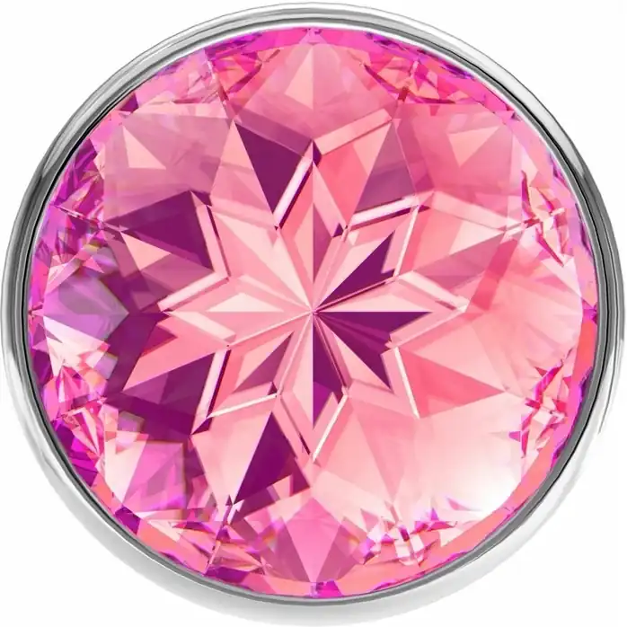 Большая серебристая анальная пробка Sparkle Large с розовым кристаллом - 8 см - Diamond. Фотография 3.