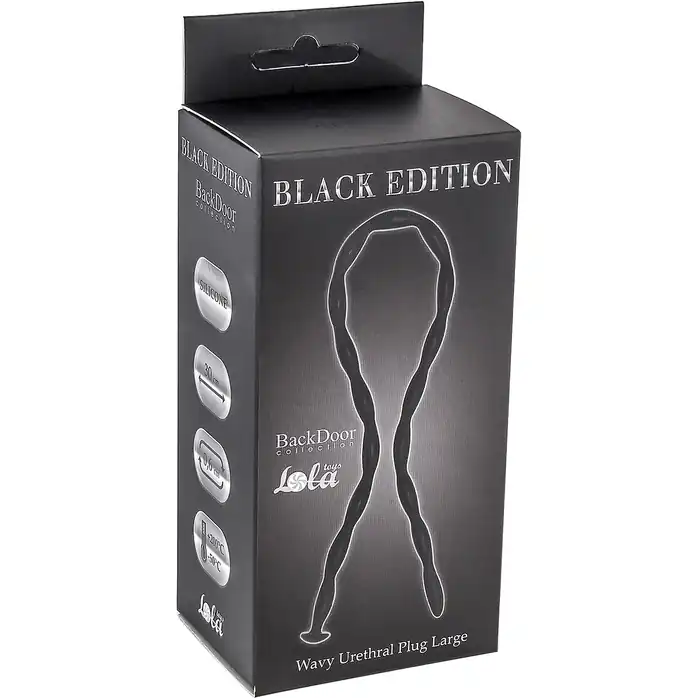 Силиконовый уретральный массажер Wavy Urethral Plug Large - 30 см - Back Door Collection Black Edition. Фотография 2.
