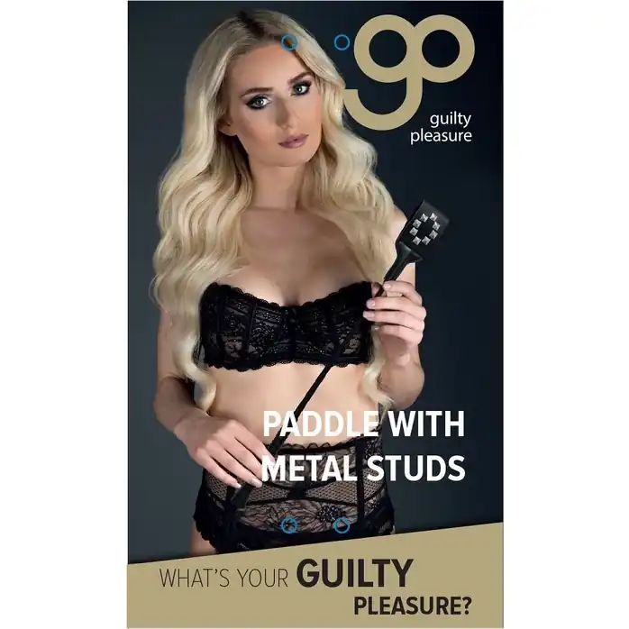 Стек с полиуретановым шлепком с пуклями Paddle with Metal Studs - 54 см - Guilty Pleasure. Фотография 3.