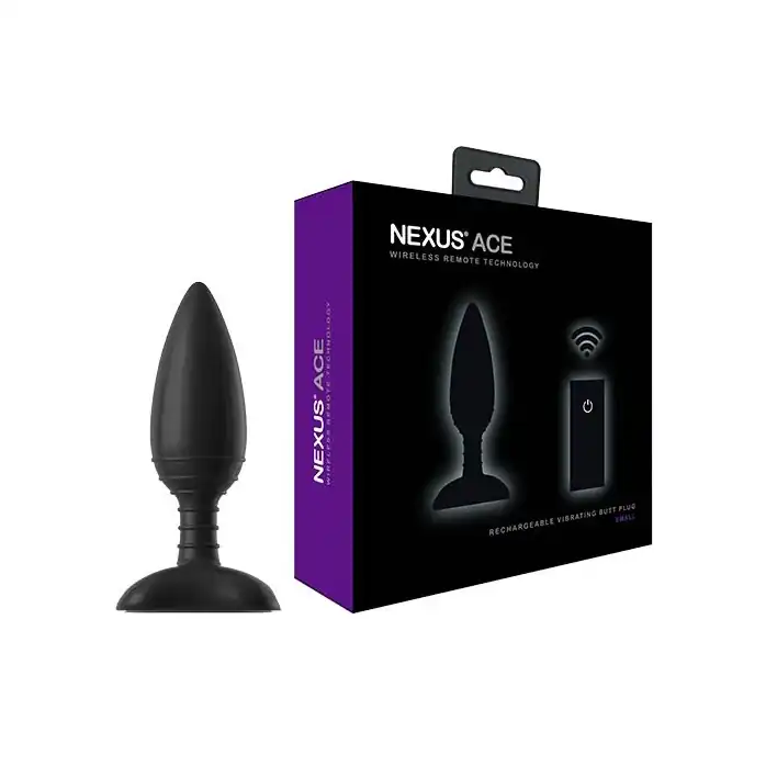 Чёрная вибровтулка NEXUS ACE SMALL с дистанционным управлением - 10 см. Фотография 2.
