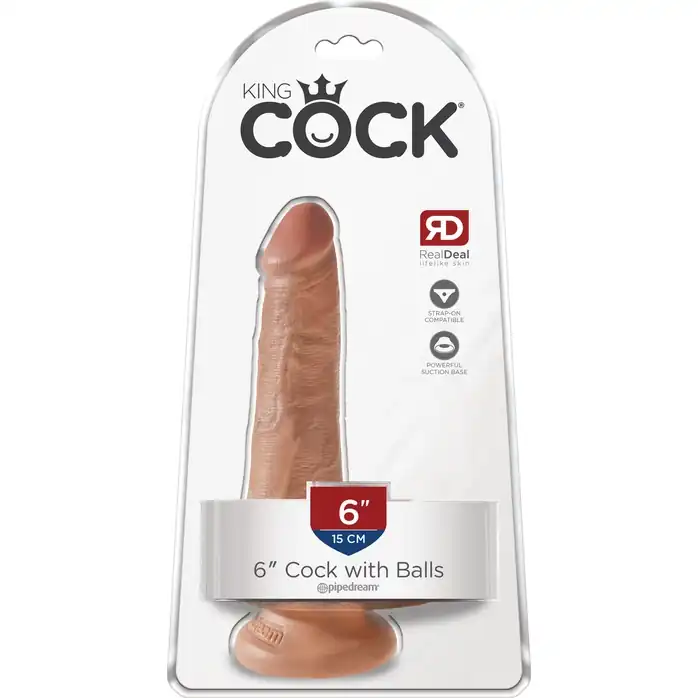 Фаллоимитатор-мулат с мошонкой и присоской 6 Cock with Balls - 17,8 см - King Cock. Фотография 3.
