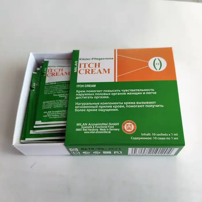 Набор из 10 пробников возбуждающего крема для женщин Itch Cream. Фотография 3.