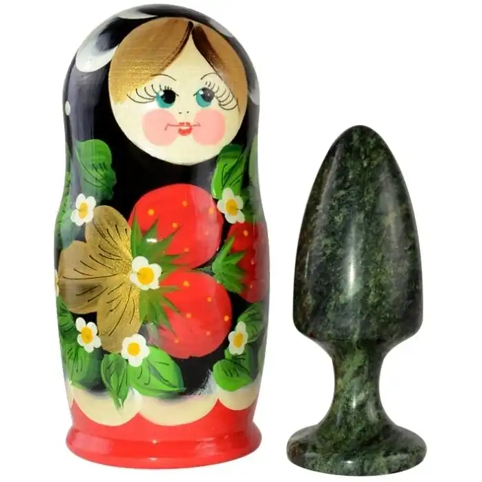Анальная втулка из змеевика в футляре-матрёшке - 9,9 см - Sitabella accessories