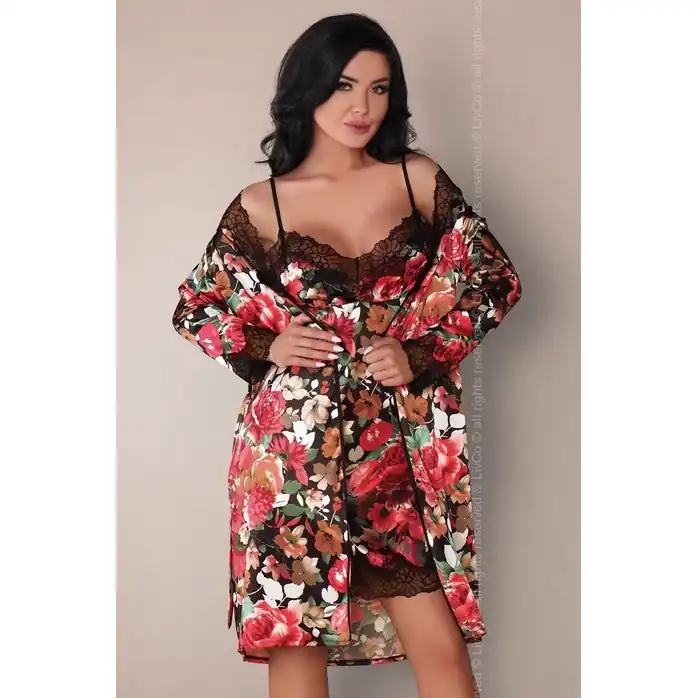 Комплект с цветочным рисунком Mariee: пеньюар, сорочка и трусики - Secret Garden Collection. Фотография 6.