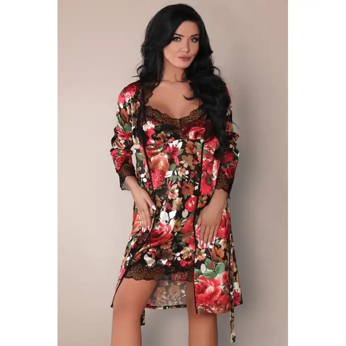 Комплект с цветочным рисунком Mariee: пеньюар, сорочка и трусики - Secret Garden Collection