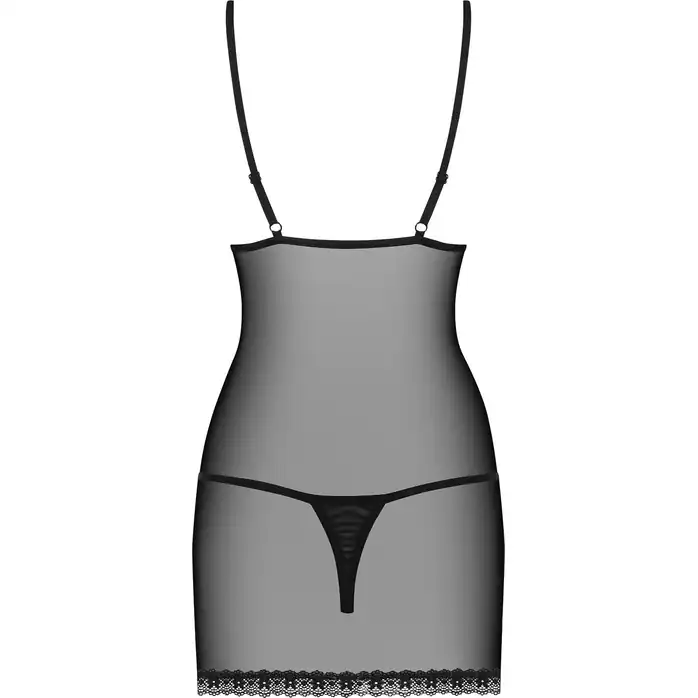Полупрозрачная сорочка с кружевом на тонких бретелях - Sexy. Фотография 4.