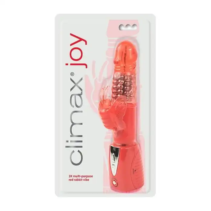 Красный вибромассажер Climax Joy 3X Multi-Purpose Rabbit Vibe - 23,5 см - Climax. Фотография 5.