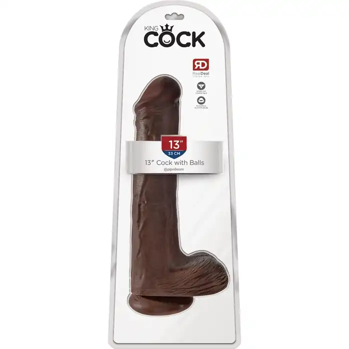 Коричневый фаллоимитатор на присоске 13 Cock with Balls - 35,6 см - King Cock. Фотография 5.