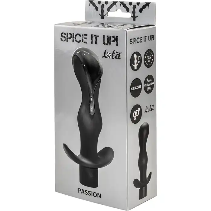 Черная фигурная анальная пробка с вибрацией Passion - 14 см - Spice It Up. Фотография 2.