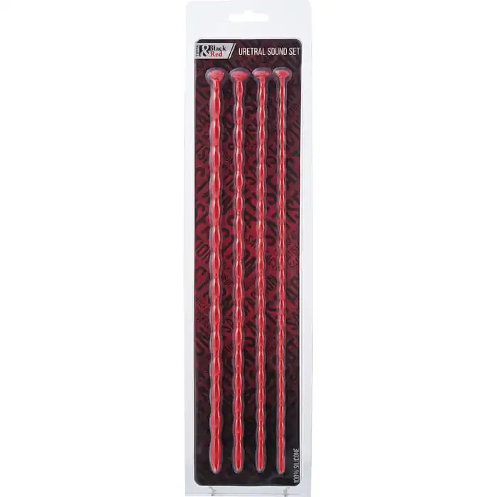 Набор из 4 красных уретральных зондов TOYFA Black Red различного диаметра - Black Red. Фотография 2.