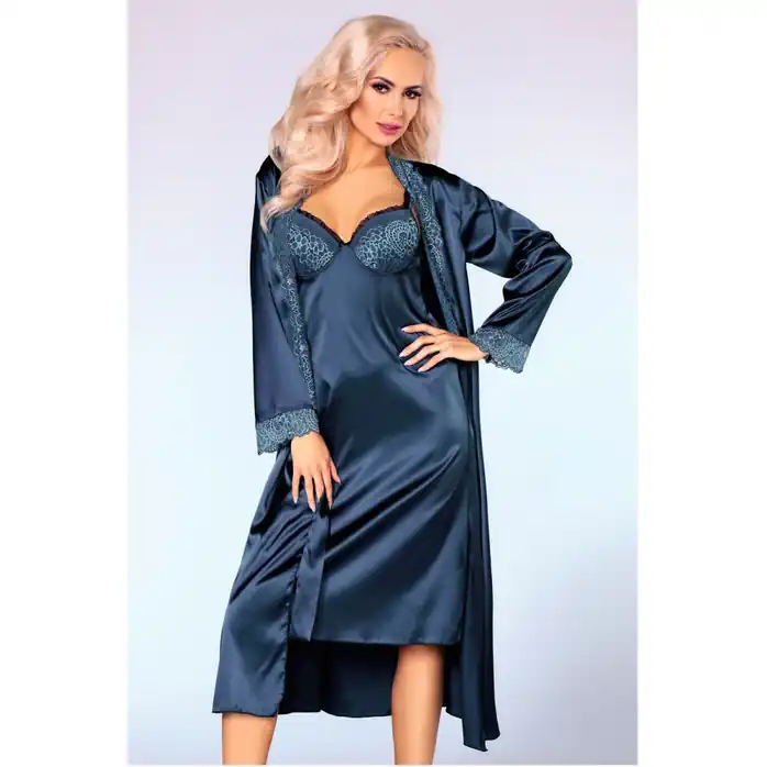 Соблазнительный домашний комплект Yadira: пеньюар, сорочка и трусики - Night In Paris Collection