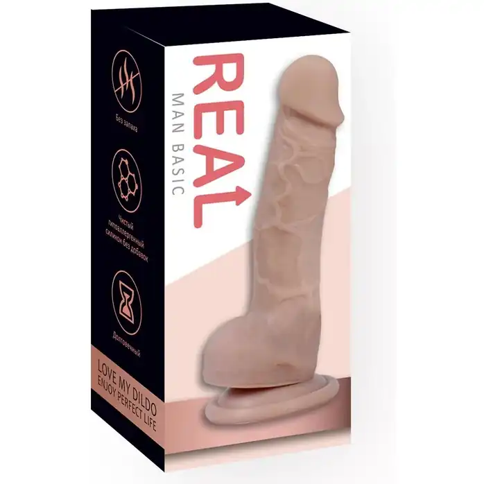 Силиконовый фаллоимитатор с мошонкой на присоске REAL Man Basic Middle. Фотография 4.