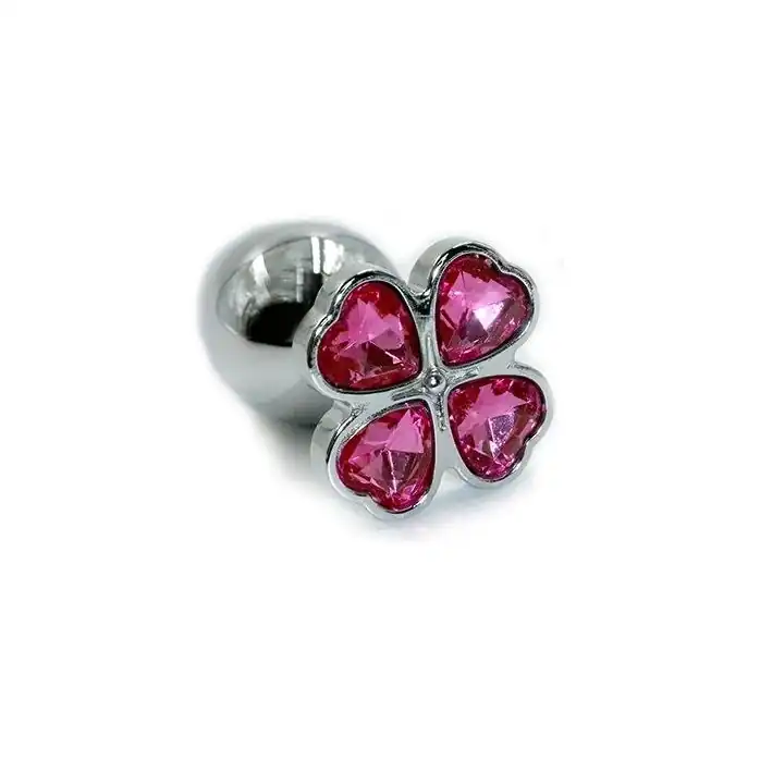 Серебристая алюминиевая анальная пробка с цветком из кристаллов - 6 см - Kanikule anal plugs