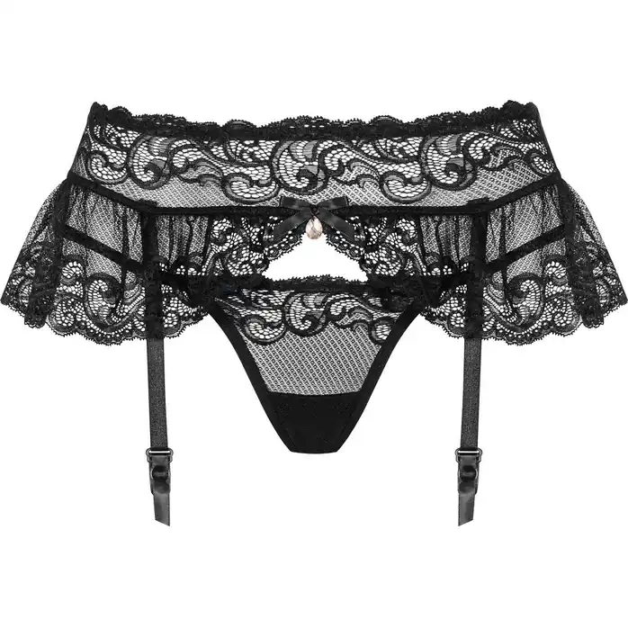 Пояс-юбочка из кружева в комплекте с трусиками-стринг - Sexy. Фотография 3.