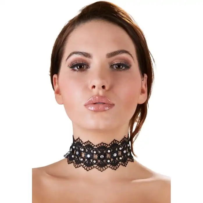 Ажурный чокер со стразиками - Cottelli Collection. Фотография 2.