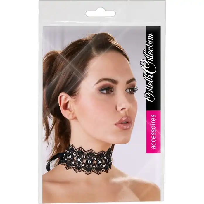 Ажурный чокер со стразиками - Cottelli Collection. Фотография 5.