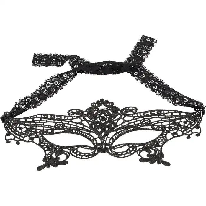 Кружевная маска на глаза на ажурных завязках - Cottelli Collection. Фотография 2.