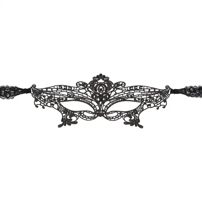 Кружевная маска на глаза на ажурных завязках - Cottelli Collection. Фотография 3.