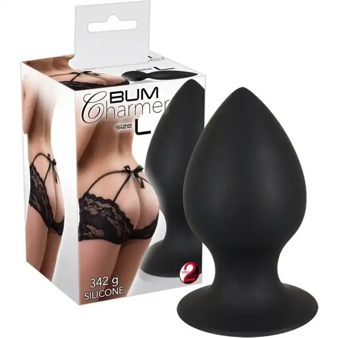 Чёрная силиконовая пробка Bum Sharmer L - 14 см - You2Toys