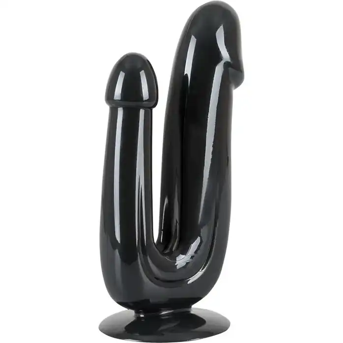 Чёрный анально-вагинальный фаллоимитатор Duo Dildo - 17,5 см - Bad Kitty. Фотография 2.