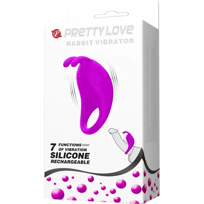 Лиловое эрекционное кольцо с вибрацией Rabbit Vibrator - Pretty Love. Фотография 7.