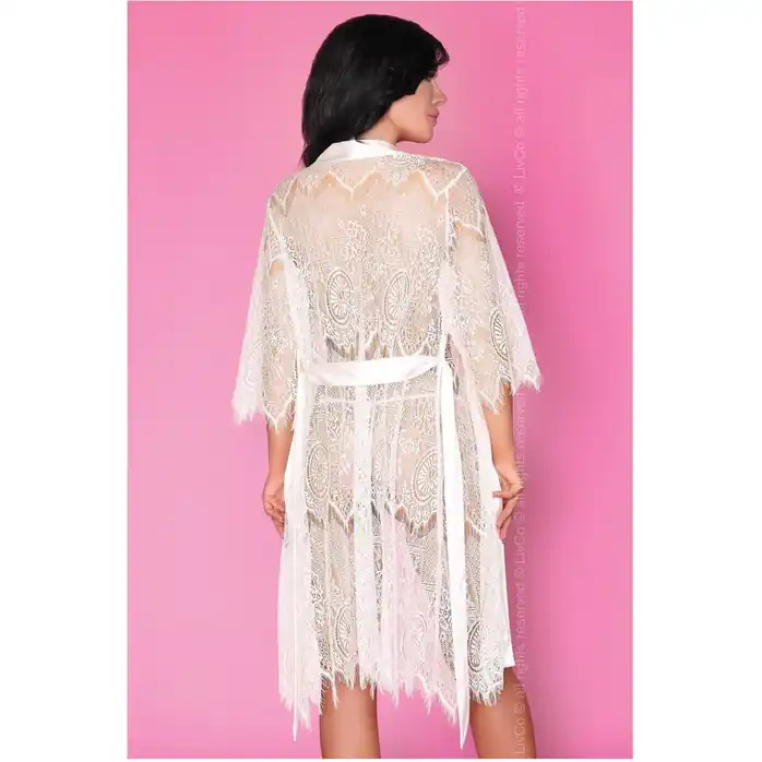 Ажурный комплект Reve Blanc: пеньюар, сорочка, трусики-стринги - Lucie Deirre Collection. Фотография 6.