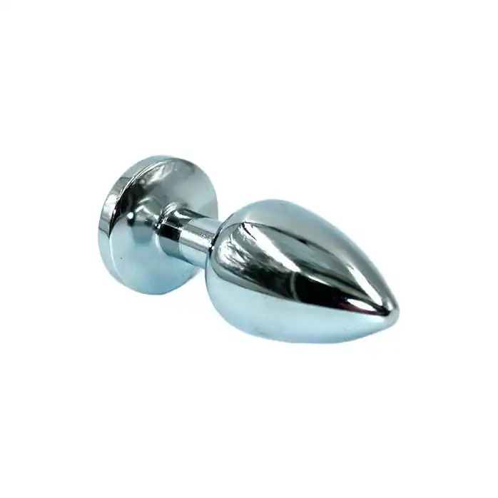 Малая анальная пробка из аллюминия со светло-розовым кристаллом - 7 см - Kanikule anal plugs