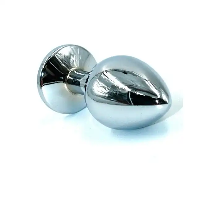 Малая анальная пробка из алюминия с чёрным кристаллом - 7 см - Kanikule anal plugs. Фотография 2.